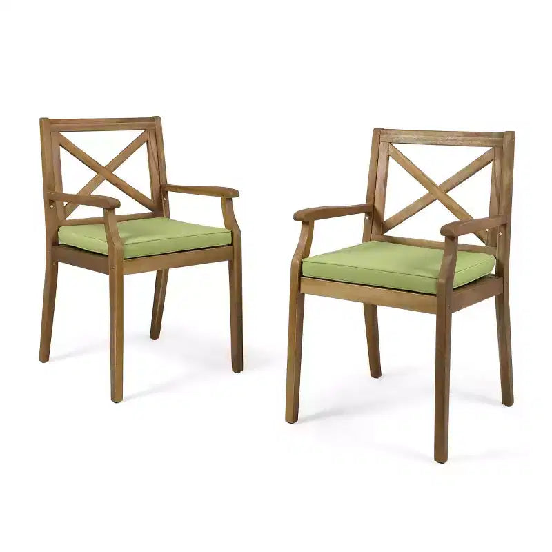 Set da pranzo da esterno a 7 pezzi in legno di acacia con 6 sedie imbottite, set da tavolo da pranzo rettangolare per patio, cortile, giardino, terrazza-Panipeachy