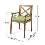 Set da pranzo da esterno a 7 pezzi in legno di acacia con 6 sedie imbottite, set da tavolo da pranzo rettangolare per patio, cortile, giardino, terrazza-Panipeachy