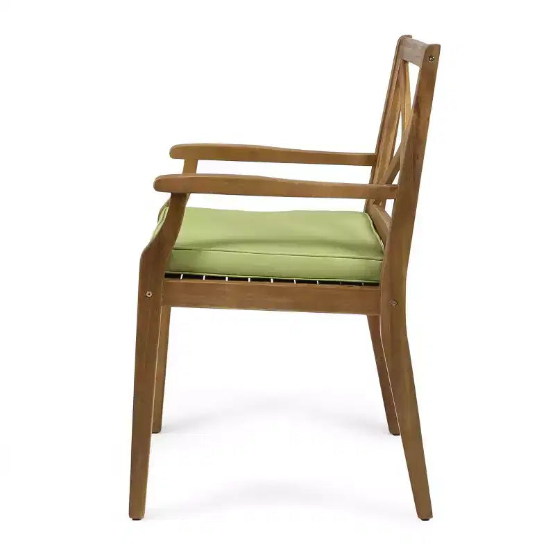 Set da pranzo da esterno a 7 pezzi in legno di acacia con 6 sedie imbottite, set da tavolo da pranzo rettangolare per patio, cortile, giardino, terrazza-Panipeachy
