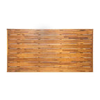 Set da pranzo da esterno a 7 pezzi in legno di acacia con 6 sedie imbottite, set da tavolo da pranzo rettangolare per patio, cortile, giardino, terrazza-Panipeachy