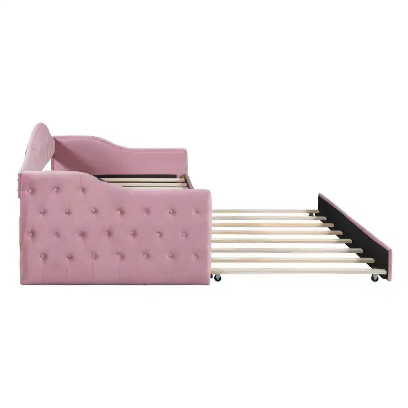 Divano Letto Zeus & Ruta con rotelle, imbottito, in velluto, con porte USB per la ricarica