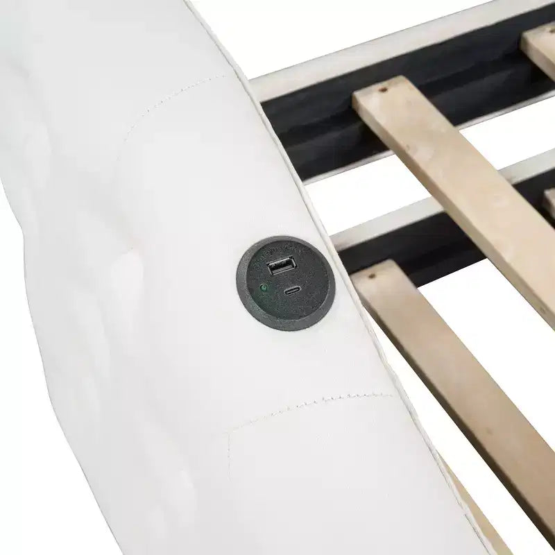 Divano Letto Zeus & Ruta con rotelle, imbottito, in velluto, con porte USB per la ricarica
