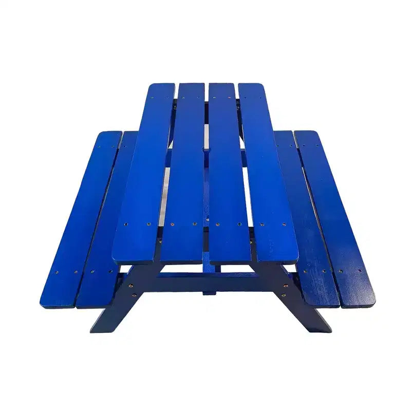 Set tavolo e panche da picnic in legno per bambini, tavolo e sedie da pranzo per bambini da esterno, tavolo da patio blu per mangiare, disegnare, fare lavoretti e giocare