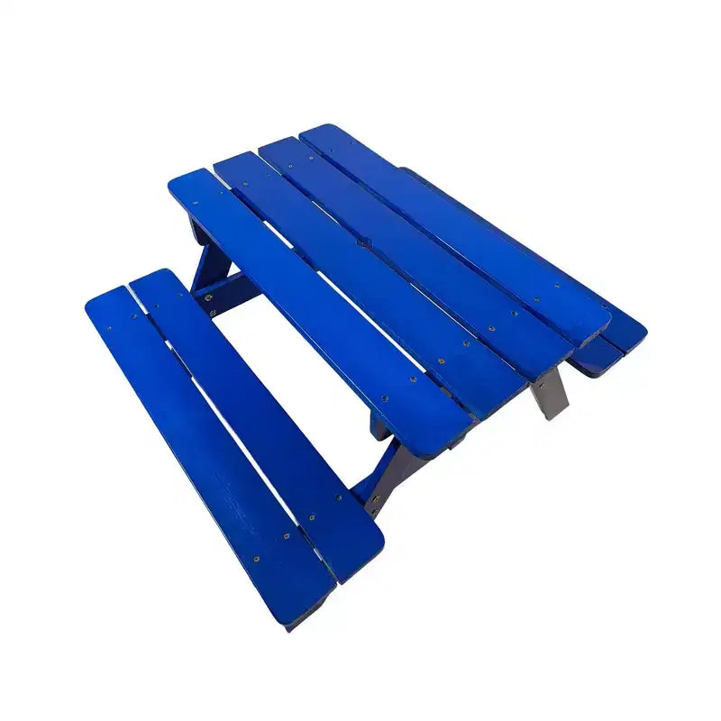 Set tavolo e panche da picnic in legno per bambini, tavolo e sedie da pranzo per bambini da esterno, tavolo da patio blu per mangiare, disegnare, fare lavoretti e giocare