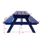 Set tavolo e panche da picnic in legno per bambini, tavolo e sedie da pranzo per bambini da esterno, tavolo da patio blu per mangiare, disegnare, fare lavoretti e giocare
