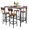 VEVOR Bar Table, 5PCS 47 Bars Tables Set, Bar Tables and Chair Set with Rounded Edge Design, Rectangular Pub Table with Four Stools, Walnut Color