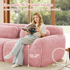 Divano componibile modulare FurnitureR con pouf, rivestimento in morbida ciniglia, seduta profonda e confortevole, divano convertibile a L per soggiorno e appartamento