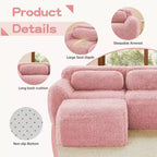 Divano componibile modulare FurnitureR con pouf, rivestimento in morbida ciniglia, seduta profonda e confortevole, divano convertibile a L per soggiorno e appartamento