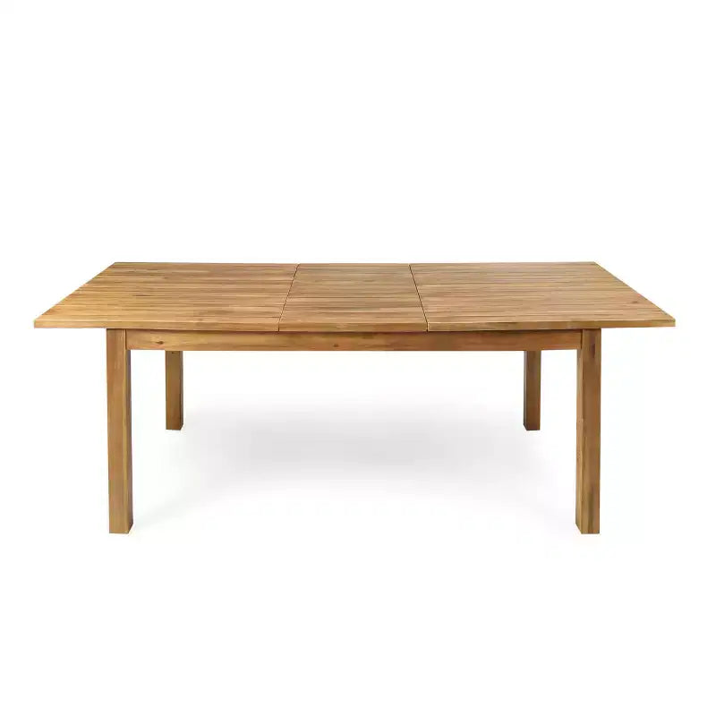 Christopher Knight Home Rasmus, set da pranzo moderno da 7 pezzi per patio con tavolo in acacia espandibile a doghe e cuscini