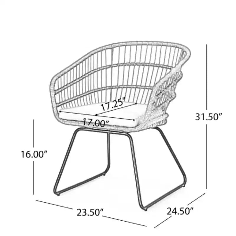 Christopher Knight Home Quinn Set da Pranzo Transizionale da Esterno a 7 Pezzi in Ferro e Rattan