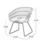 Christopher Knight Home Quinn Set da Pranzo Transizionale da Esterno a 7 Pezzi in Ferro e Rattan