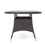 Christopher Knight Home Quinn Set da Pranzo Transizionale da Esterno a 7 Pezzi in Ferro e Rattan
