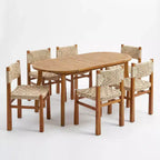 Christopher Knight Home Roya Set da Pranzo da Esterno Moderno da 7 Pezzi in Acacia con Rattan e Design a Doghe