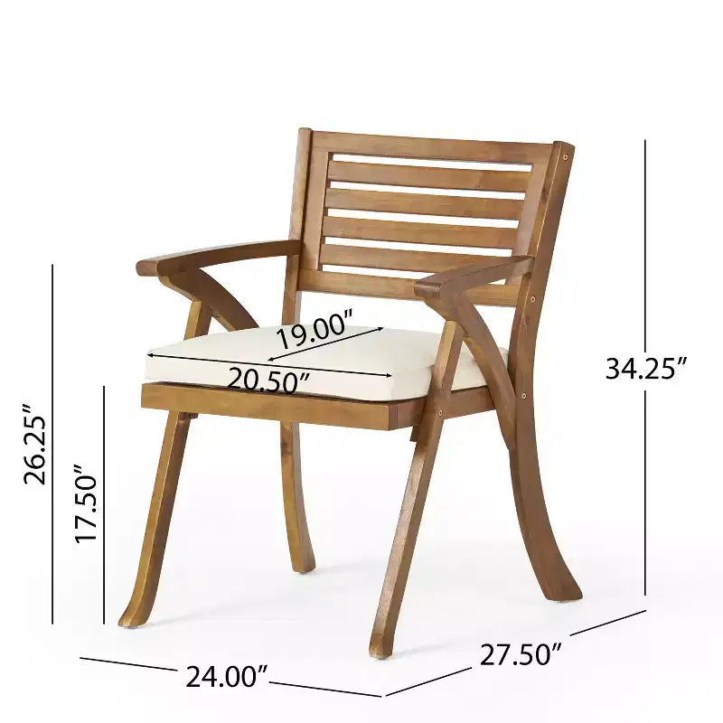 Christopher Knight Home Morgan Set da pranzo da 7 pezzi in legno di acacia rustico per esterni con cuscini