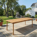 Outdoor Acacia Wood Patio Dining Table, 79 Large Rectangular Weather-Resistant Table for Backyard, Balcony, or Garden-Panipeachy