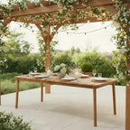 Tavolo da pranzo da esterno in legno di acacia, 79 cm, rettangolare, resistente alle intemperie, per cortile, balcone o giardino - Panipeachy