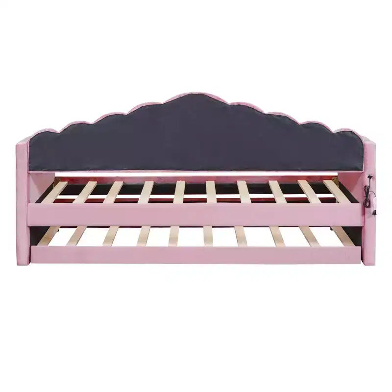 Luxystar - Divano letto singolo in velluto imbottito con letto estraibile e porte di ricarica