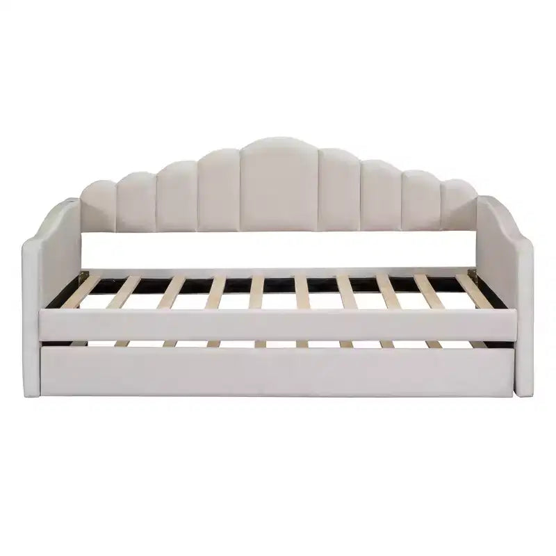 Luxystar - Divano letto singolo in velluto imbottito con letto estraibile e porte di ricarica
