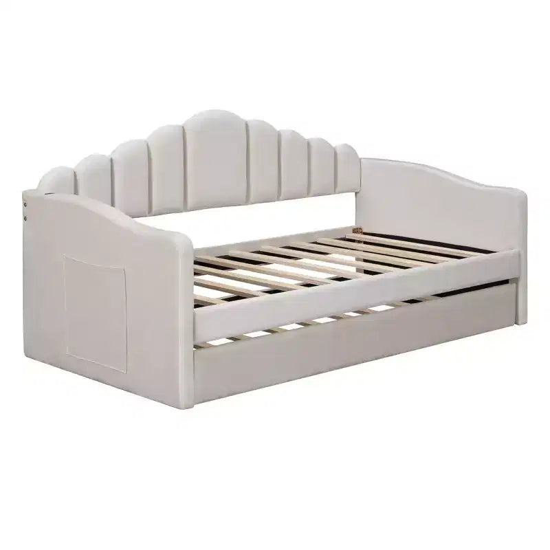 Luxystar - Divano letto singolo in velluto imbottito con letto estraibile e porte di ricarica