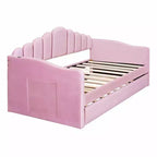 Luxystar - Divano letto singolo in velluto imbottito con letto estraibile e porte di ricarica