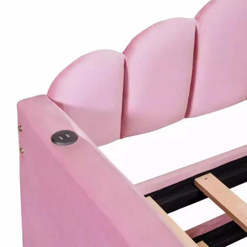 Luxystar - Divano letto singolo in velluto imbottito con letto estraibile e porte di ricarica