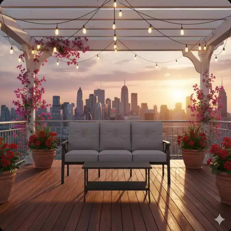 Set da esterno a 2 pezzi, divano da patio in metallo a 3 posti da 70 pollici per tutte le stagioni e tavolino da caffè rettangolare, telaio color kaki con cuscini grigi