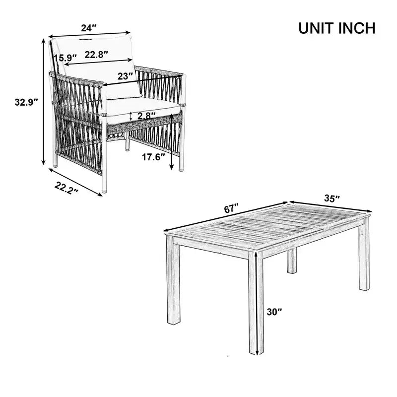 GDFStudio Nicolas, set da pranzo da 7 pezzi in legno e metallo con sedie a braccioli in rattan intrecciato a mano