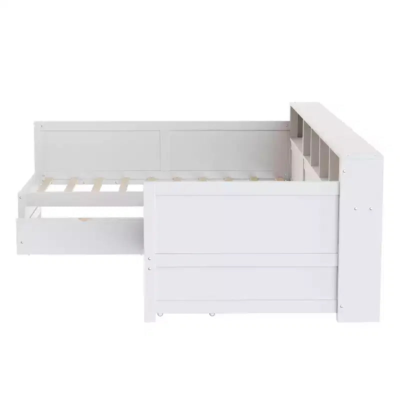 Divano Letto a L Moderno Luxystar di Dimensioni Doppie con Mensole e 3 Cassetti
