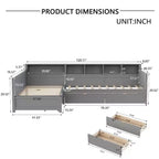 Divano Letto a L Moderno Luxystar di Dimensioni Doppie con Mensole e 3 Cassetti