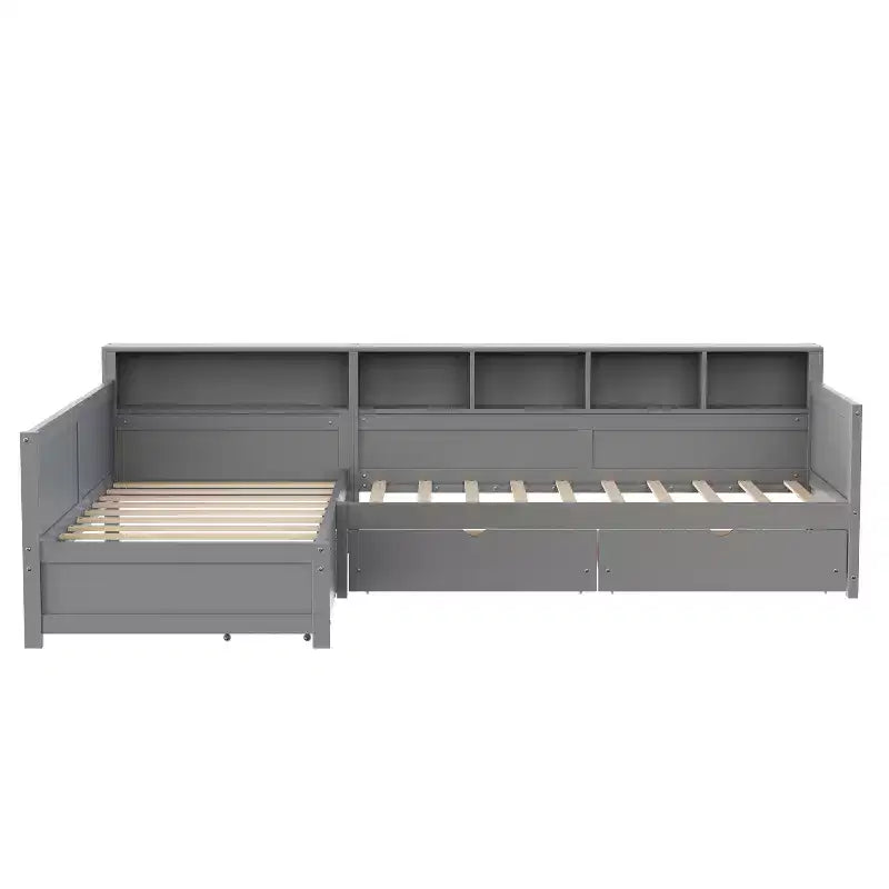 Divano Letto a L Moderno Luxystar di Dimensioni Doppie con Mensole e 3 Cassetti
