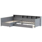 Divano Letto a L Moderno Luxystar di Dimensioni Doppie con Mensole e 3 Cassetti