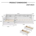 Divano Letto a L Moderno Luxystar di Dimensioni Doppie con Mensole e 3 Cassetti