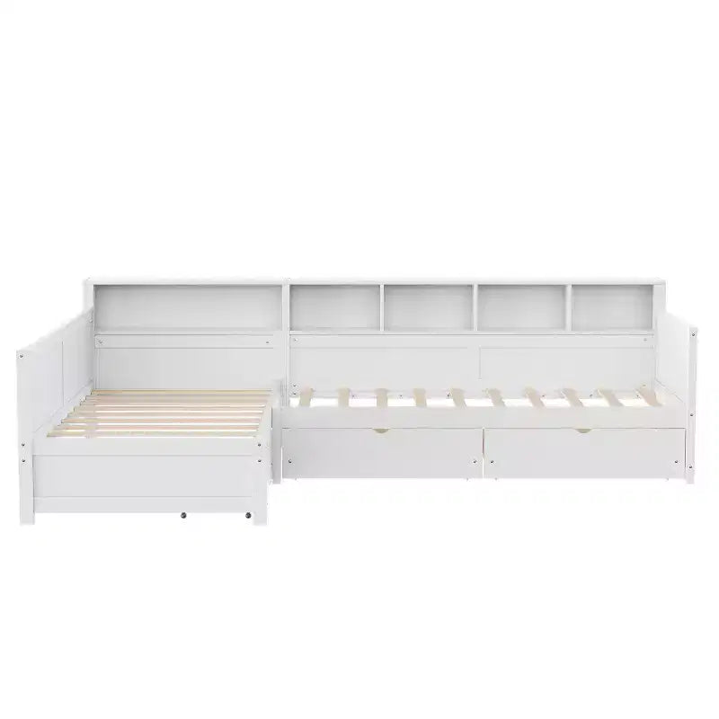 Divano Letto a L Moderno Luxystar di Dimensioni Doppie con Mensole e 3 Cassetti