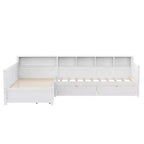 Divano Letto a L Moderno Luxystar di Dimensioni Doppie con Mensole e 3 Cassetti