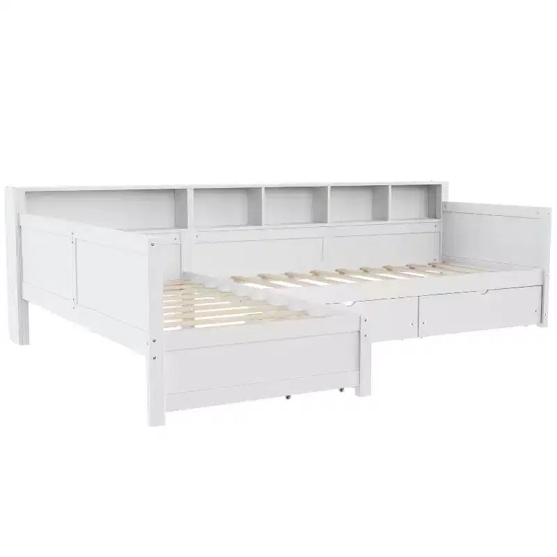 Divano Letto a L Moderno Luxystar di Dimensioni Doppie con Mensole e 3 Cassetti