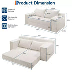Divano letto convertibile 2 in 1 da 75 pollici, divano letto senza struttura con 2 cuscini, divano a scomparsa pieghevole, divano letto a due posti, futon