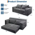 Divano letto convertibile 2 in 1 da 75 pollici, divano letto senza struttura con 2 cuscini, divano a scomparsa pieghevole, divano letto a due posti, futon