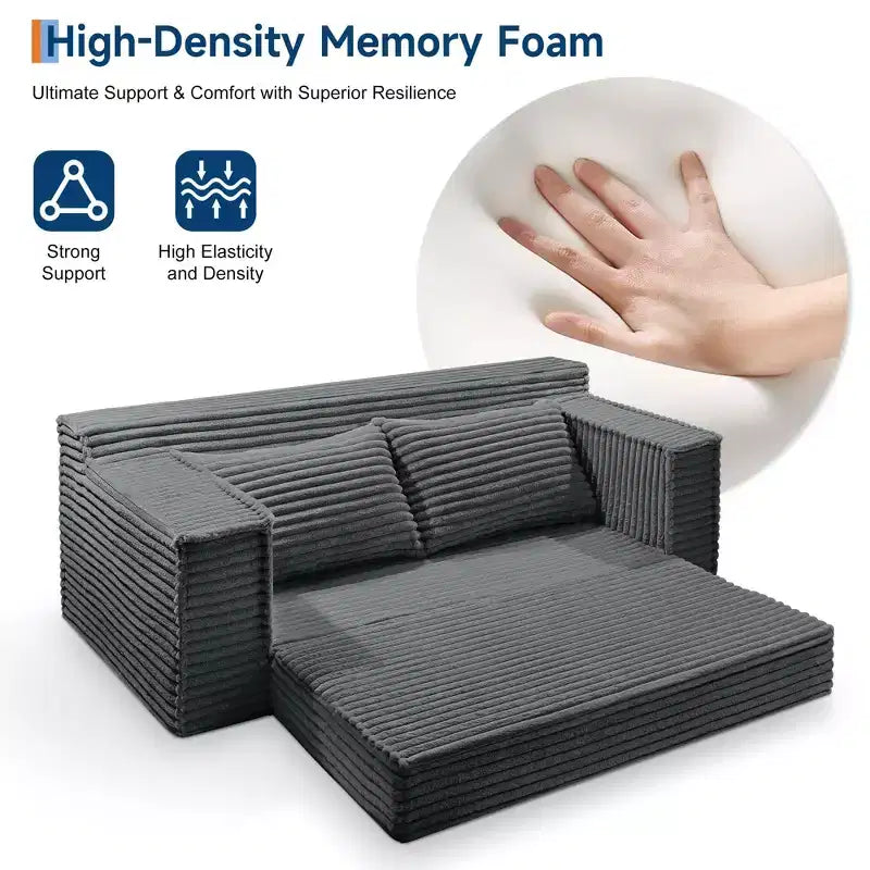 Divano letto convertibile 2 in 1 da 75 pollici, divano letto senza struttura con 2 cuscini, divano a scomparsa pieghevole, divano letto a due posti, futon