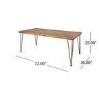 Set da pranzo da esterni Yeye Rustic 7 pezzi in legno di acacia con cuscini Christopher Knight Home