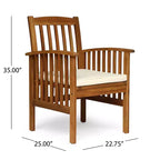 Set da pranzo da esterni Yeye Rustic 7 pezzi in legno di acacia con cuscini Christopher Knight Home