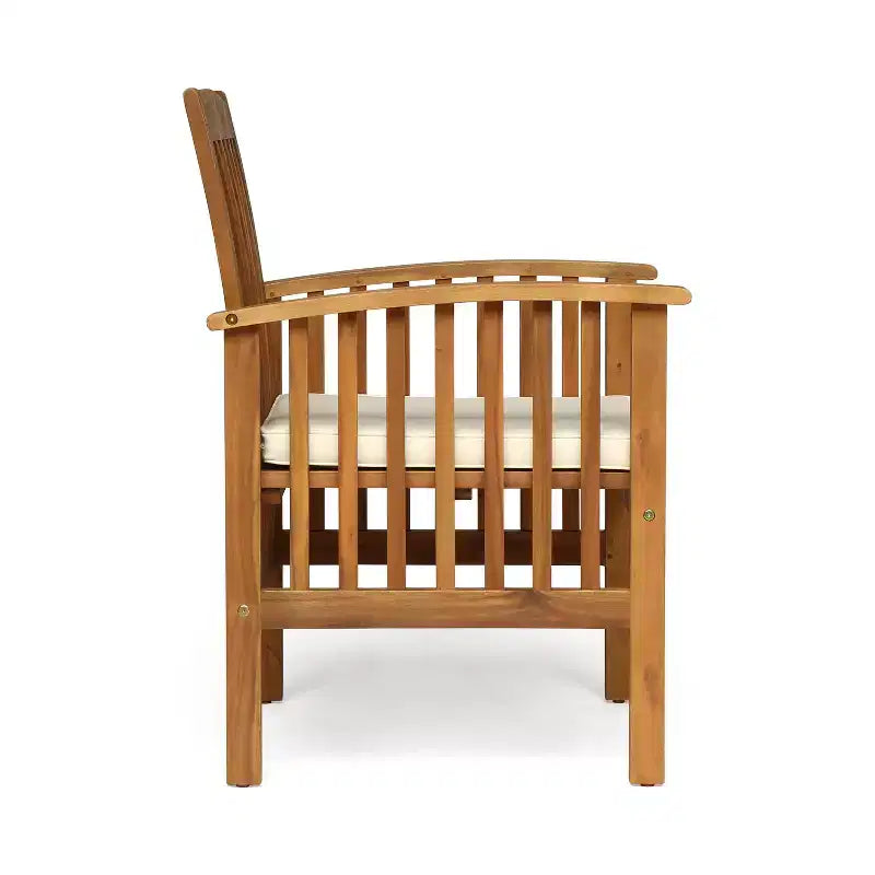Set da pranzo da esterni Yeye Rustic 7 pezzi in legno di acacia con cuscini Christopher Knight Home