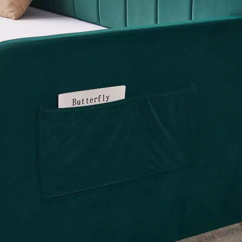 Divano letto singolo con letto estraibile, in velluto con porte USB e tasche laterali per soggiorno, camera da letto, camera degli ospiti - ModernLuxe