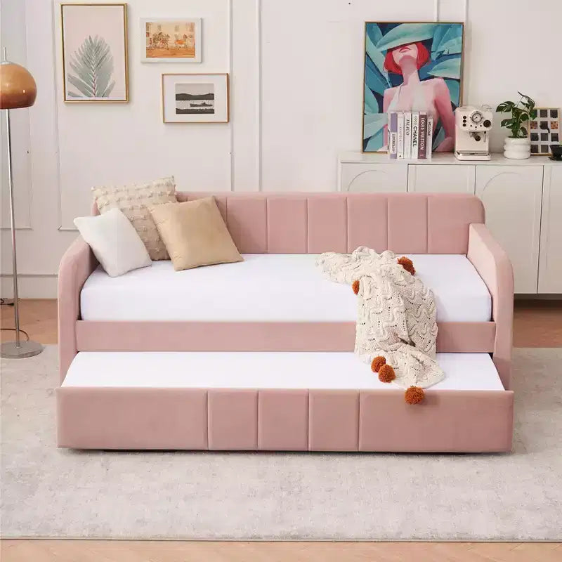 Divano letto singolo con letto estraibile, in velluto con porte USB e tasche laterali per soggiorno, camera da letto, camera degli ospiti - ModernLuxe