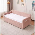 Divano letto singolo con letto estraibile, in velluto con porte USB e tasche laterali per soggiorno, camera da letto, camera degli ospiti - ModernLuxe