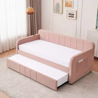 Divano letto singolo con letto estraibile, in velluto con porte USB e tasche laterali per soggiorno, camera da letto, camera degli ospiti - ModernLuxe