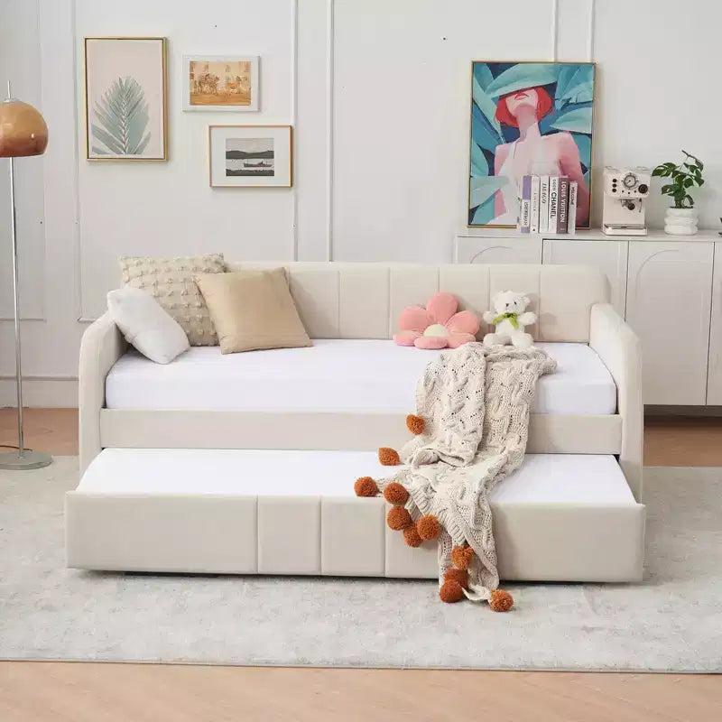 Divano letto singolo con letto estraibile, in velluto con porte USB e tasche laterali per soggiorno, camera da letto, camera degli ospiti - ModernLuxe