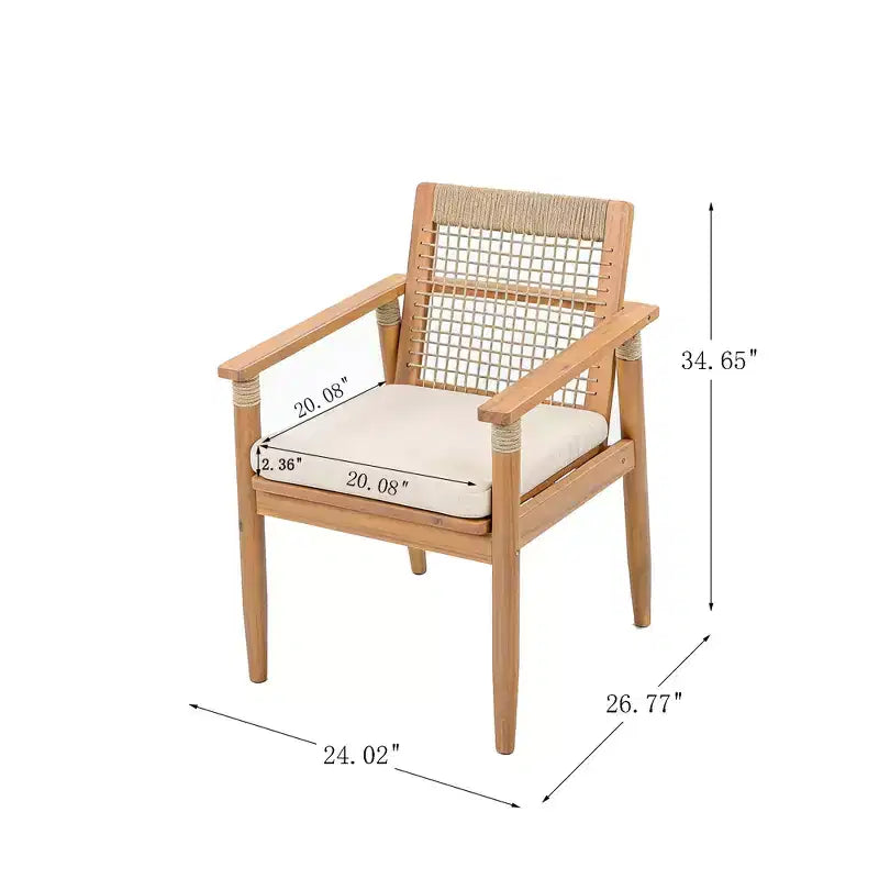 Christopher Knight Home Andiez Set da Pranzo da Esterno Moderno da 7 Pezzi in Acacia con Tavolo Espandibile a Doghe e Design in Corda