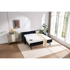 Letto singolo con rotelle, Divano letto in velluto con porta USB, Tasche laterali, Schienale capitonné per camera da letto, soggiorno - ModernLuxe
