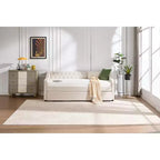 Letto singolo con rotelle, Divano letto in velluto con porta USB, Tasche laterali, Schienale capitonné per camera da letto, soggiorno - ModernLuxe