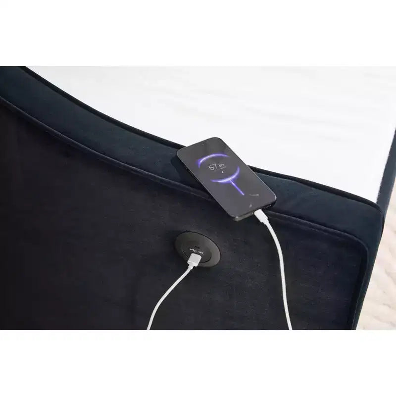Letto singolo con rotelle, Divano letto in velluto con porta USB, Tasche laterali, Schienale capitonné per camera da letto, soggiorno - ModernLuxe